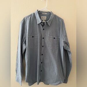 Lucky Brand Long Sleeve Button Down 100% Cotton Chambray Denim XL Shirt EUC
